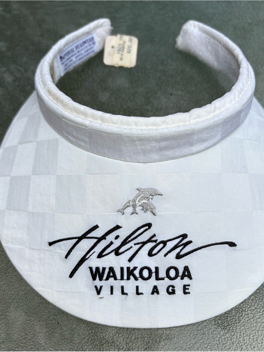 Imperial Vintage Hilton Waikoloa Village Hawaii Sun Visor Hat White Checker NWT